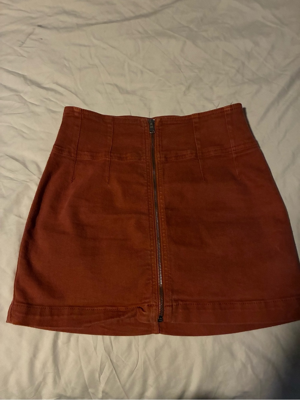 We The Free Rust Zip-Front High-Rise Mini Skirt